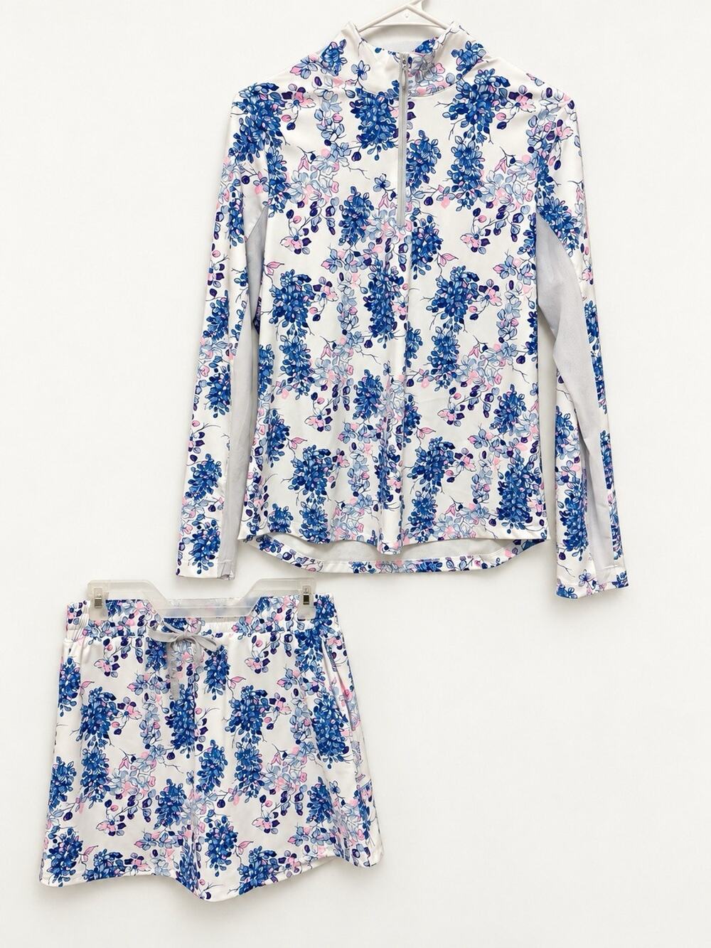 Simply Southern UPF 50 Floral Quarter Zip Top Skort Set Womens M NWT